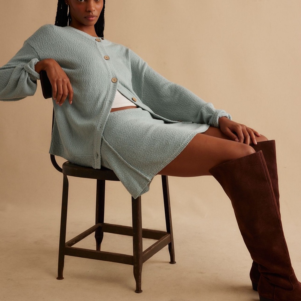 NWT Free People Ameena Light Blue Sweater Skirt Set